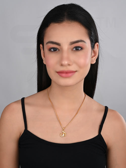 One-Gram Gold Chain Om Pendant Set