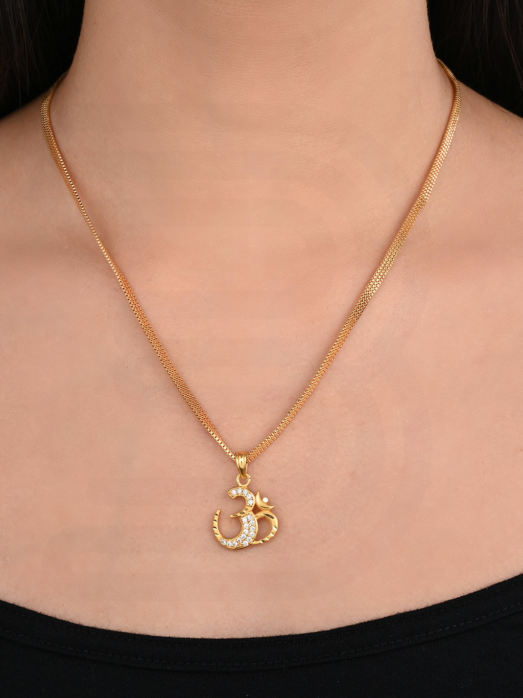 One-Gram Gold Chain Om Pendant Set