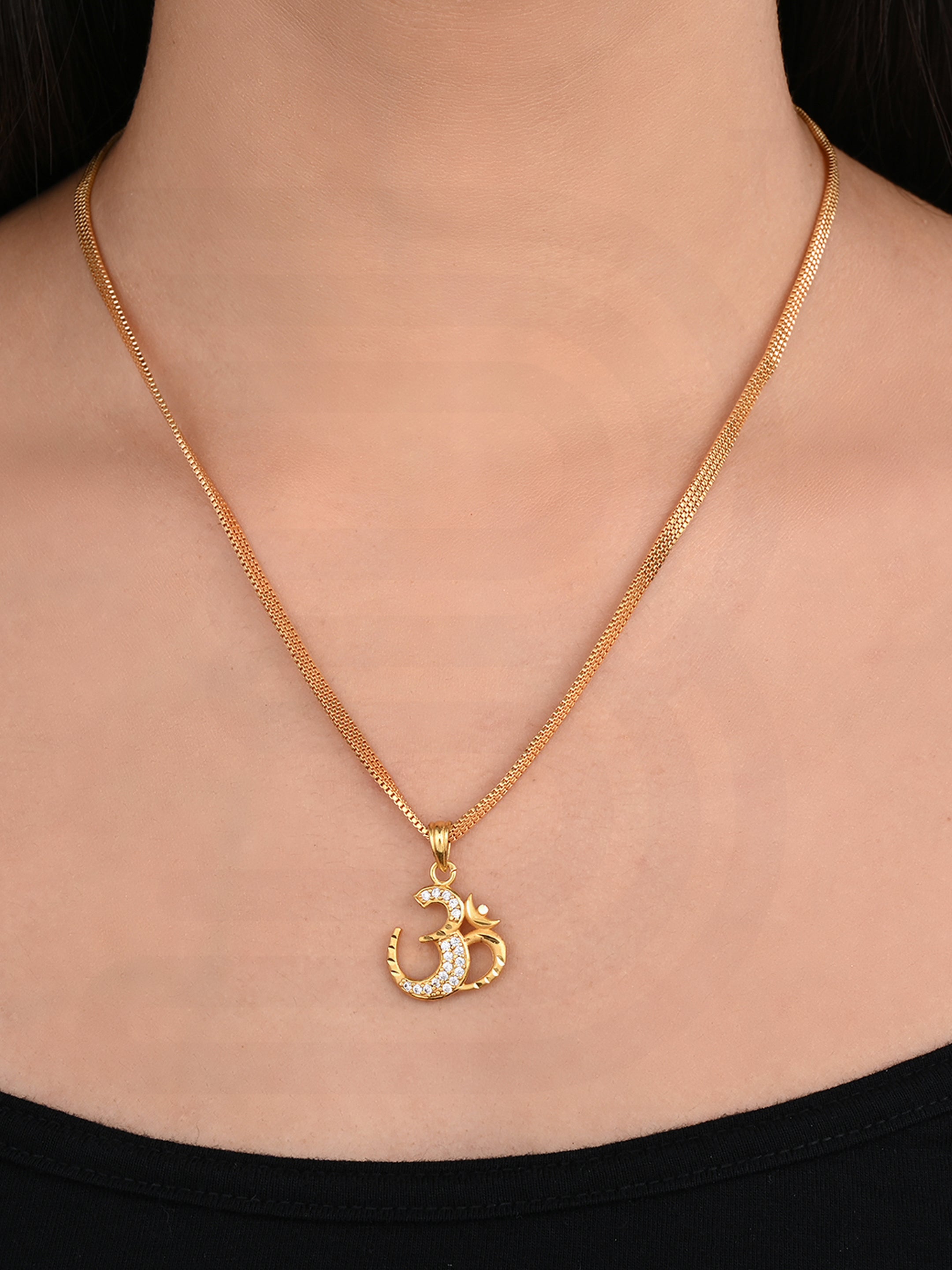 One-Gram Gold Chain Om Pendant Set