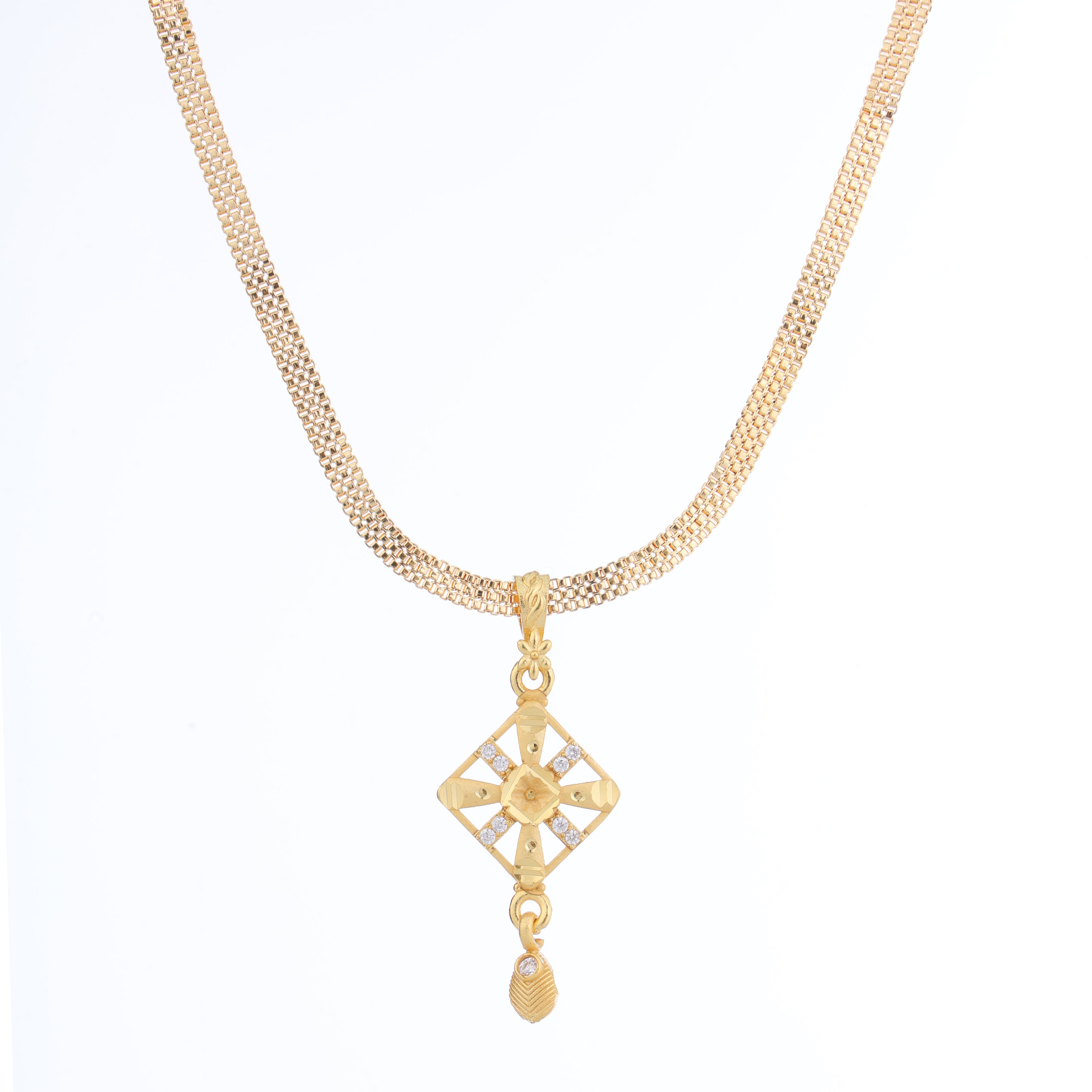 Modern One-Gram Gold Plated Chain Pendant Set