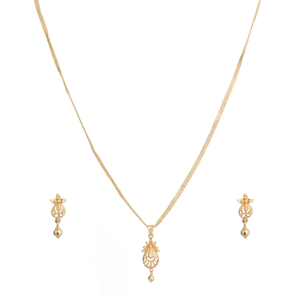 One-Gram Gold Chain Pendant Set with Matching Tops for Women ( 3 Line Chain )