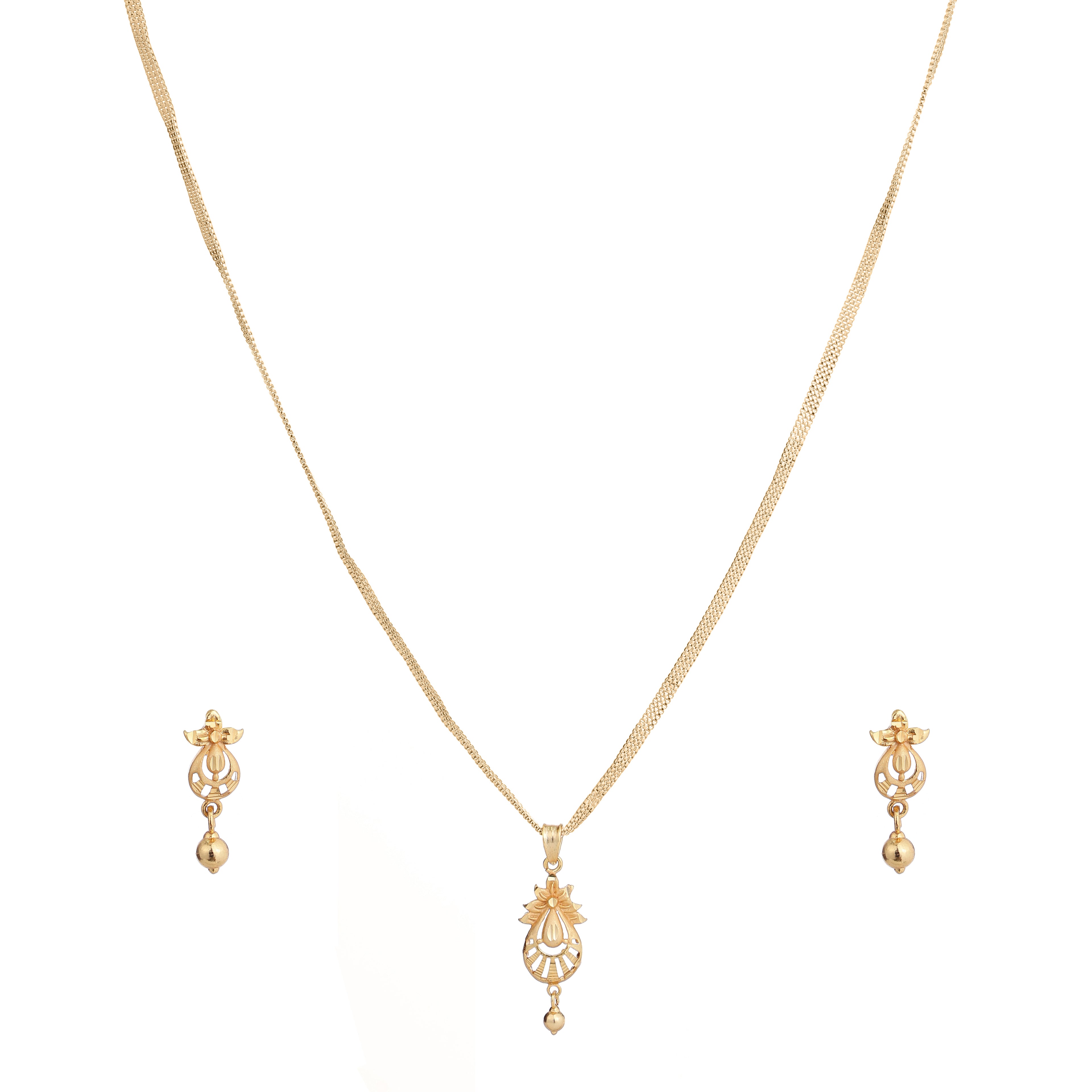 One-Gram Gold Chain Pendant Set with Matching Tops for Women ( 3 Line Chain )