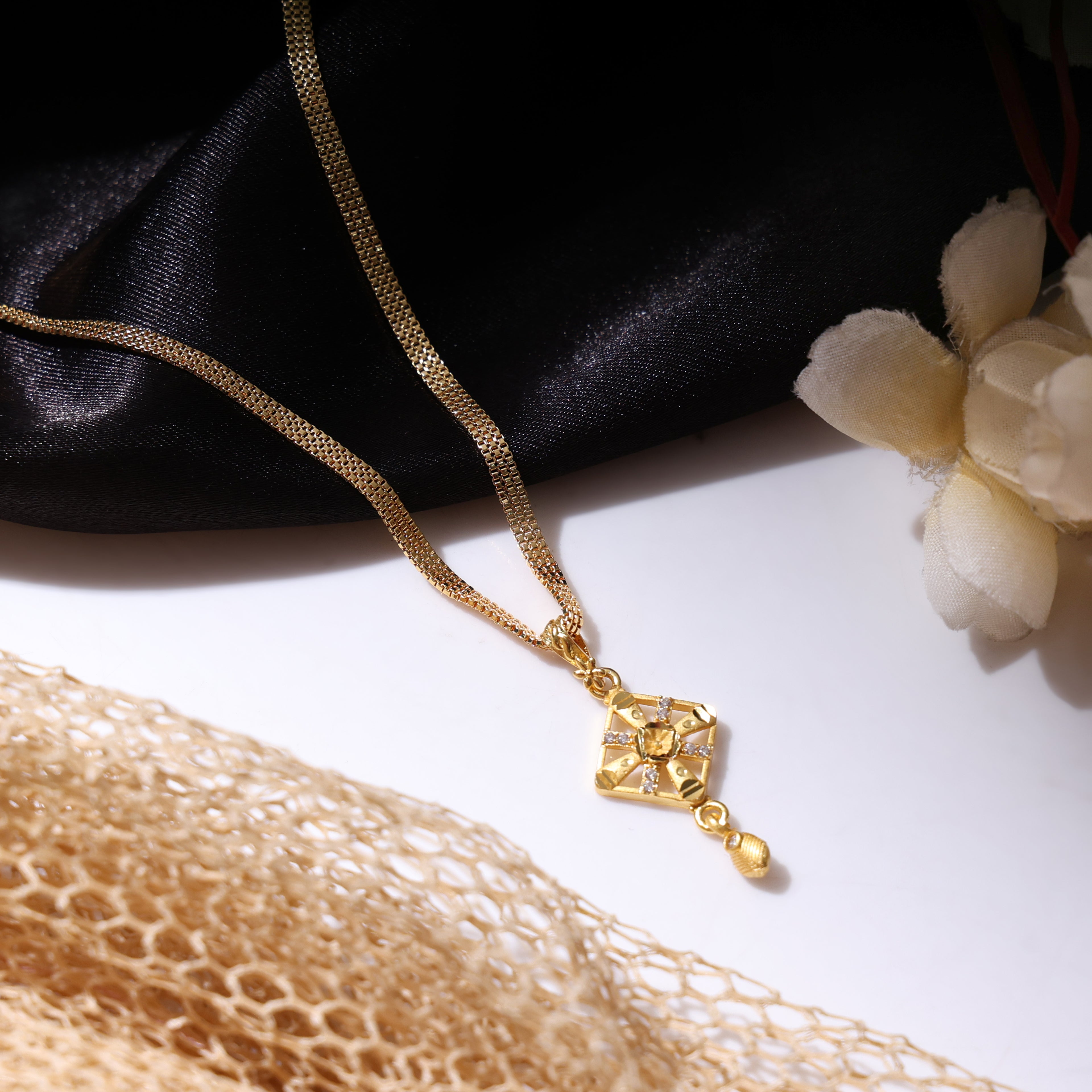 Modern One-Gram Gold Plated Chain Pendant Set