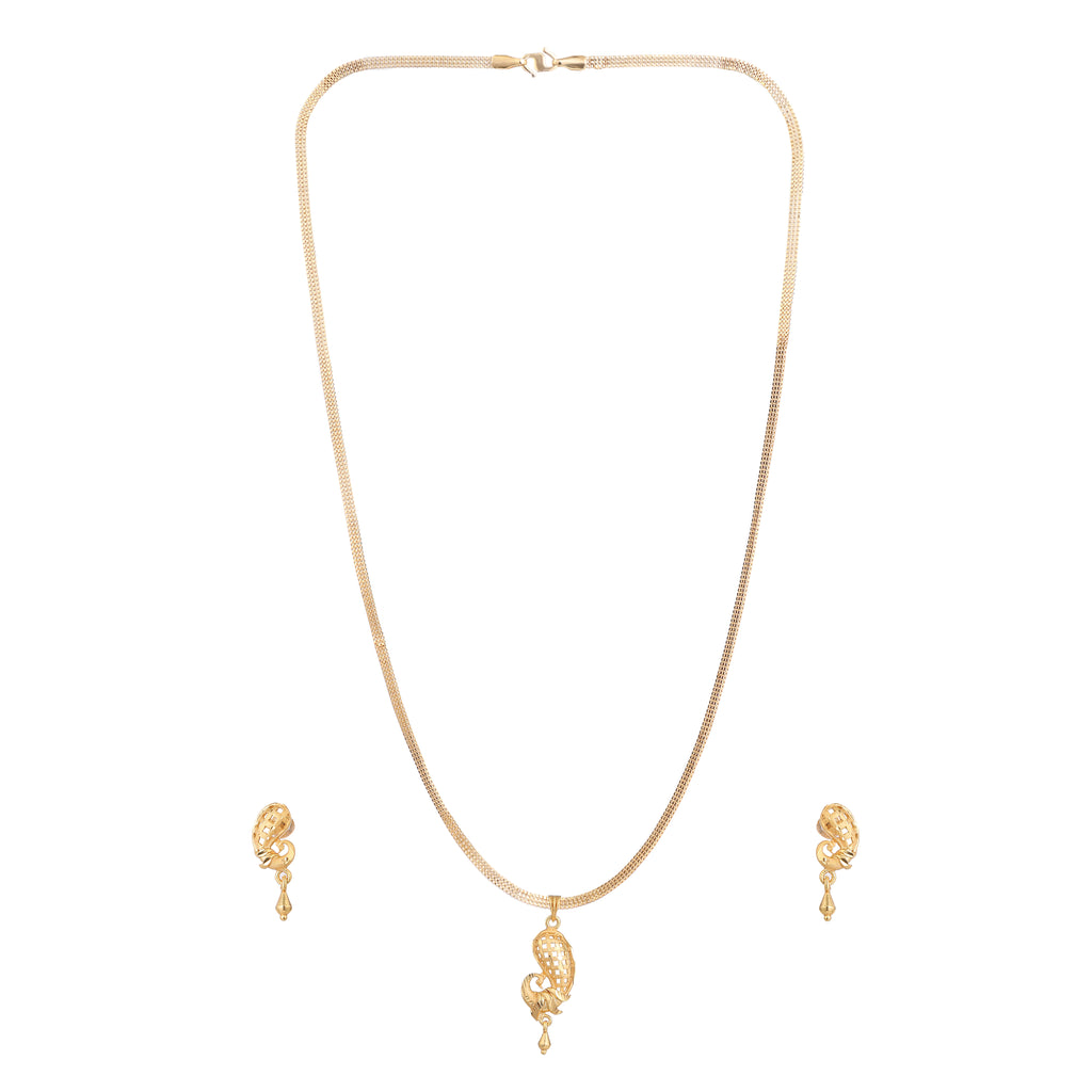 One-Gram Gold Chain Pendant Set with Matching Tops for Women ( 3 Line Chain )