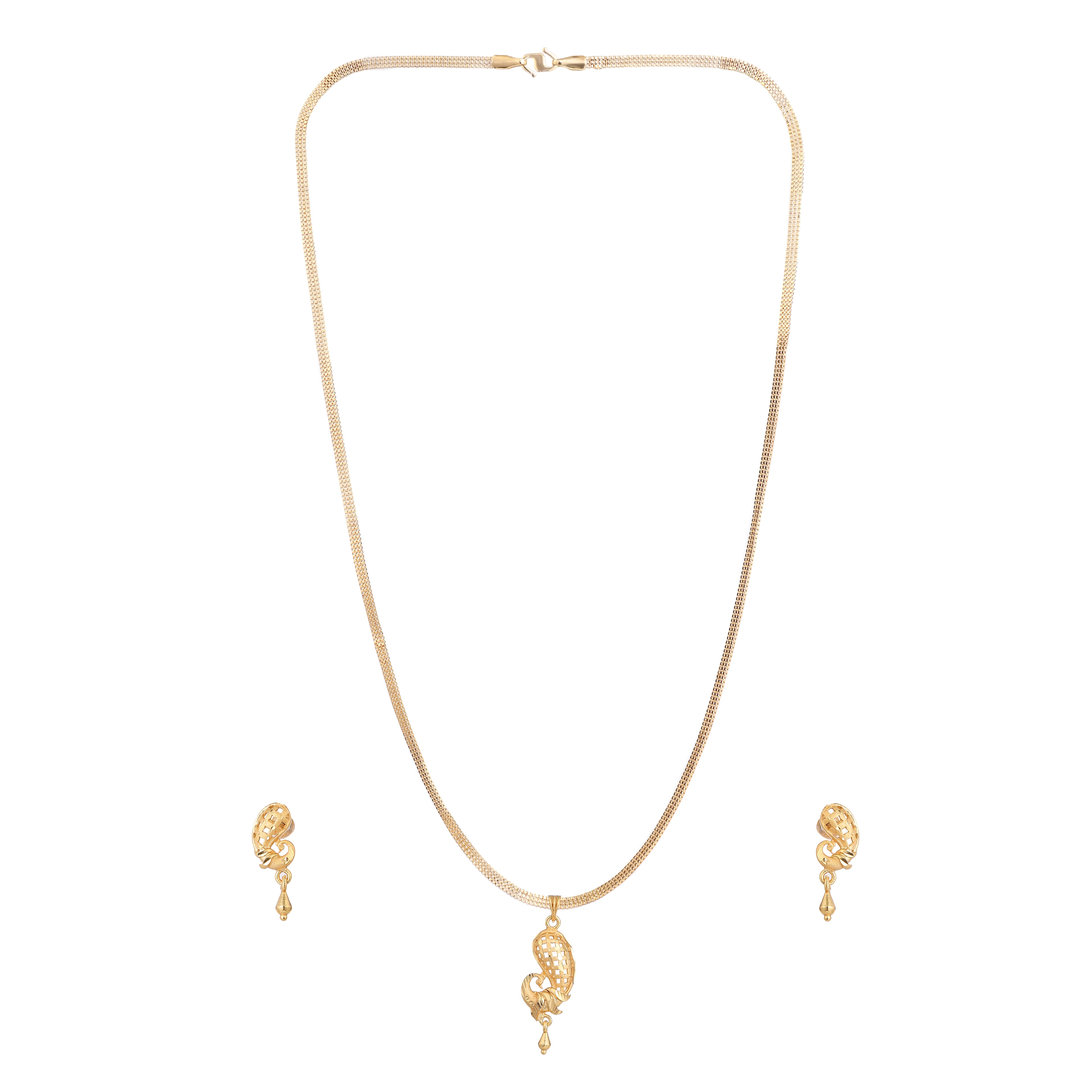 One-Gram Gold Chain Pendant Set with Matching Tops for Women ( 3 Line Chain )