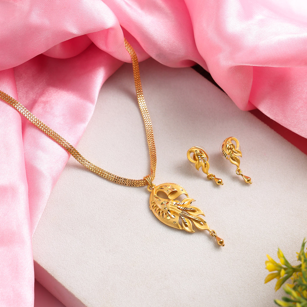 One-Gram Gold Chain Pendant Set with Tops