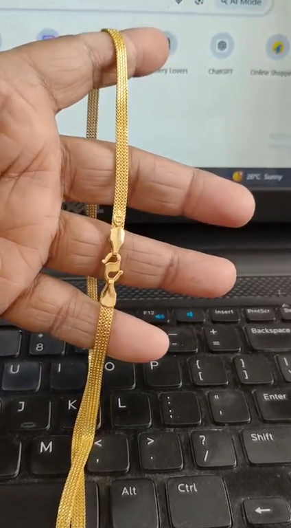 Stylish 1 Gram Gold Forming 4 Line Chain – 24 Inch | Lightweight & Elegant (Single Chain)