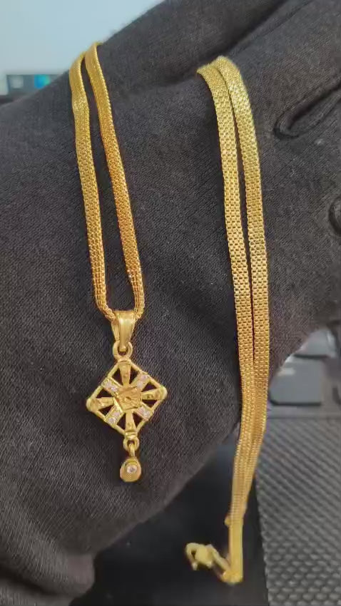 Modern One-Gram Gold Plated Chain Pendant Set