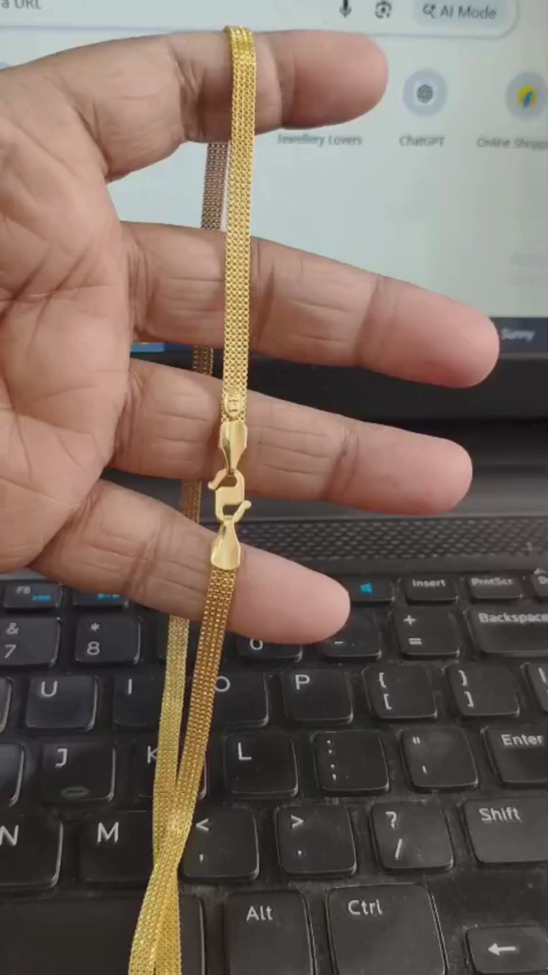 Stylish 1 Gram Gold Forming 4 Line Chain – 24 Inch | Lightweight & Elegant (Single Chain)