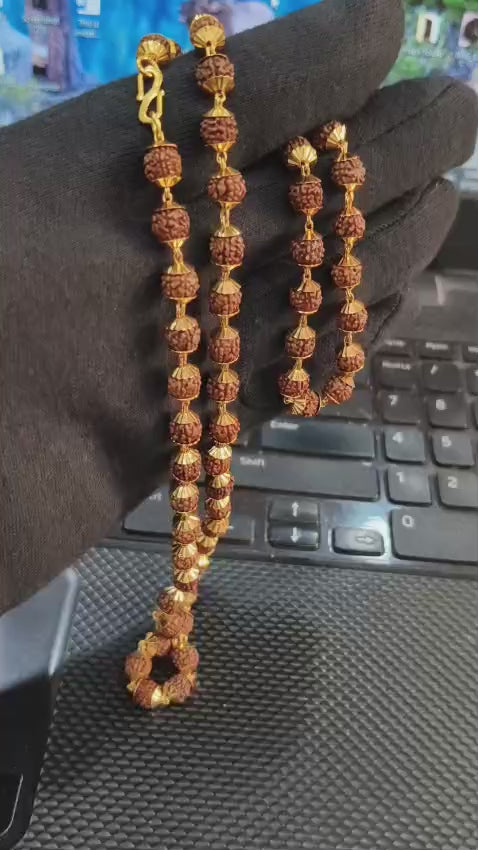 Designer Rudraksha Mala with Gold Plating
