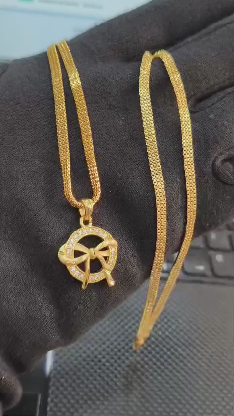 Latest Design One-Gram Gold Chain Pendant Set